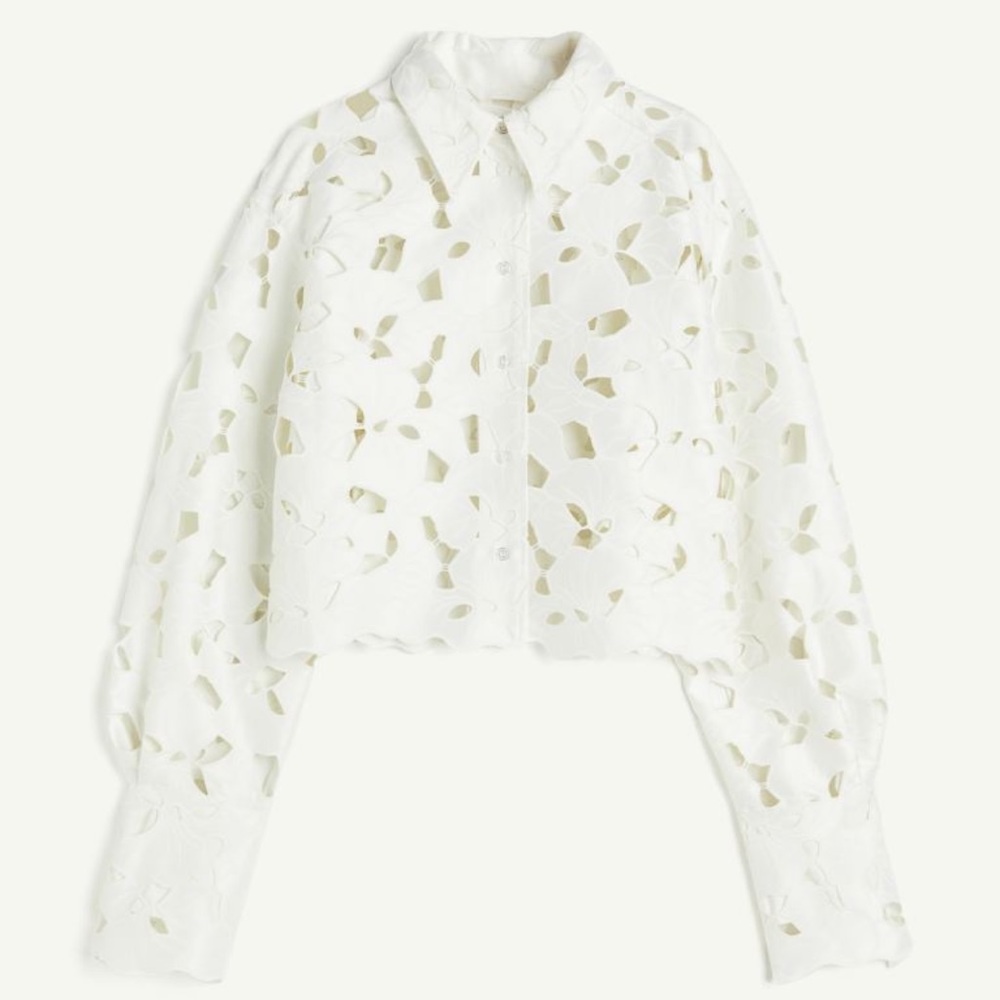 H&M White Floral Blouse